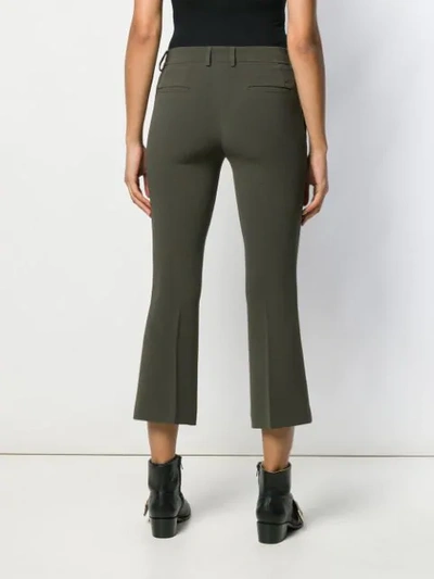 Shop Alberto Biani Cropped Crepe Trousers In Green