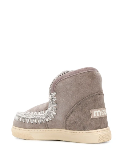 Shop Mou Leather Snaker Boots In Grey