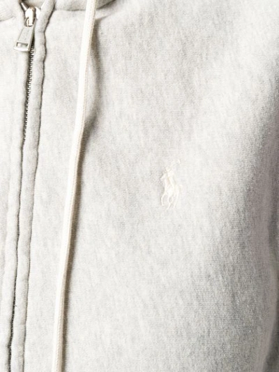Shop Polo Ralph Lauren Zipped Hoodie In Grey