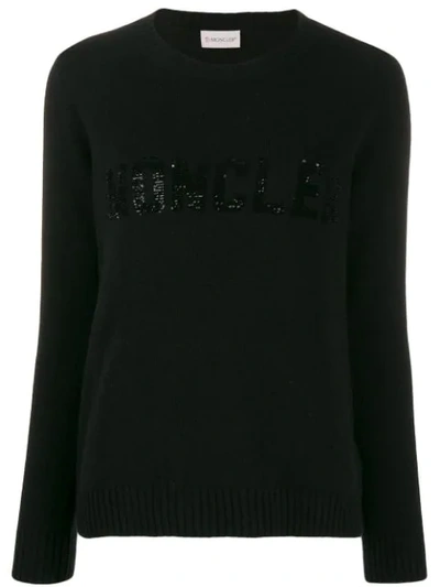 Shop Moncler Sequin Embellished Jumper In Black