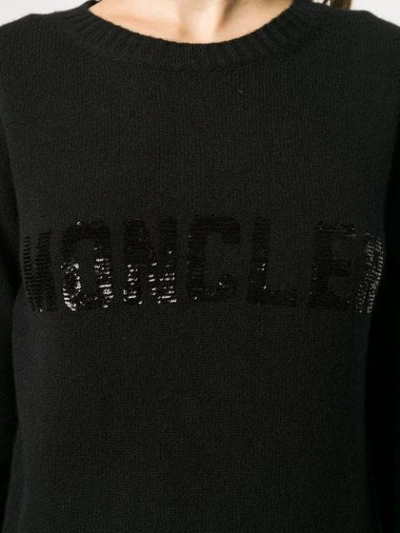 Shop Moncler Sequin Embellished Jumper In Black