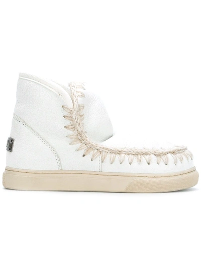Shop Mou Leather Eskimo Sneaker In White