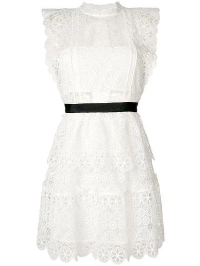 Shop Self-portrait Floral Lace Mini Dress In White