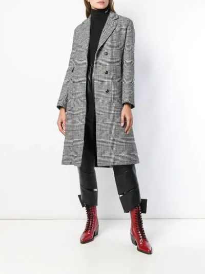 Shop Ava Adore Checkered Fur Collar Coat - Black