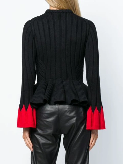 Shop Alexander Mcqueen Contrast Sleeve Cardigan - Black