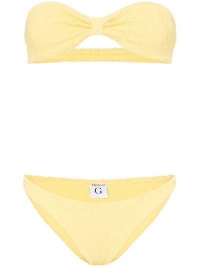 Hunza G Jean Crinkle Bandeau Bikini In Yellow