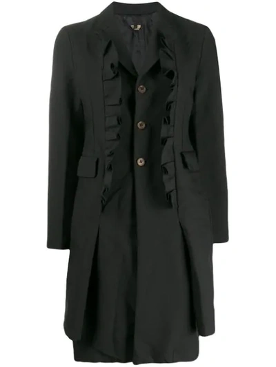 Shop Comme Des Garçons Comme Des Garçons Ruffled Midi Coat In Black