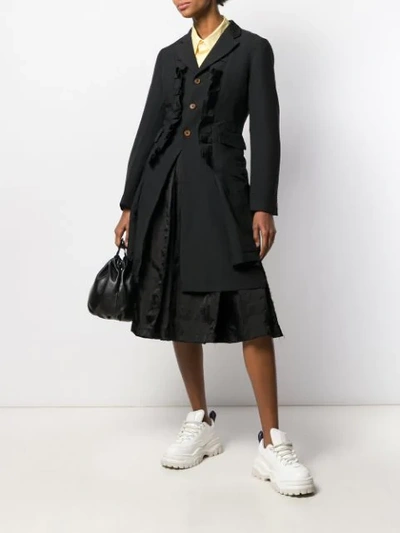 Shop Comme Des Garçons Comme Des Garçons Ruffled Midi Coat In Black