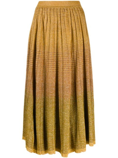 Shop Ulla Johnson Shimmery Midi Skirt In Yellow