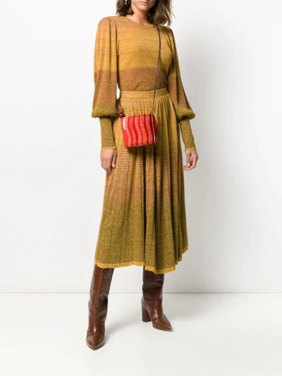 Shop Ulla Johnson Shimmery Midi Skirt In Yellow