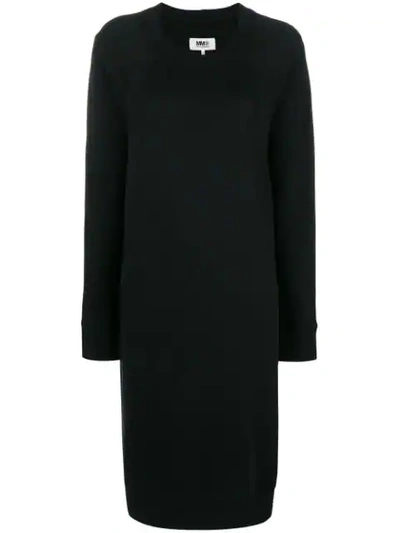 Shop Mm6 Maison Margiela Oversized Sweatshirt Dress - Black