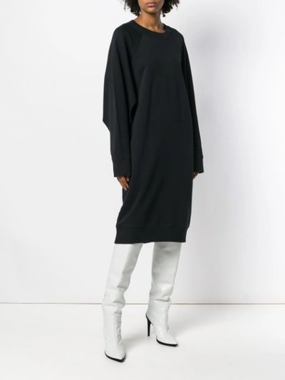 Shop Mm6 Maison Margiela Oversized Sweatshirt Dress - Black