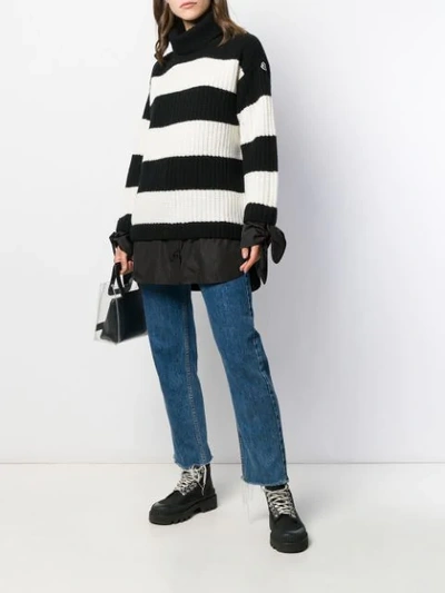 Shop Moncler Striped Layered Jumper In 999