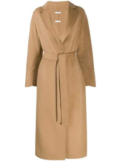 Shop P.a.r.o.s.h Belted Mid-length Coat In Neutrals