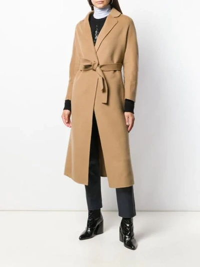 Shop P.a.r.o.s.h Belted Mid-length Coat In Neutrals