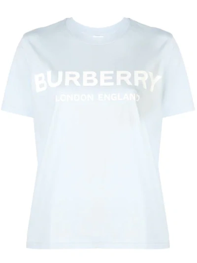 Shop Burberry Logo Print T-shirt In Pale Blue