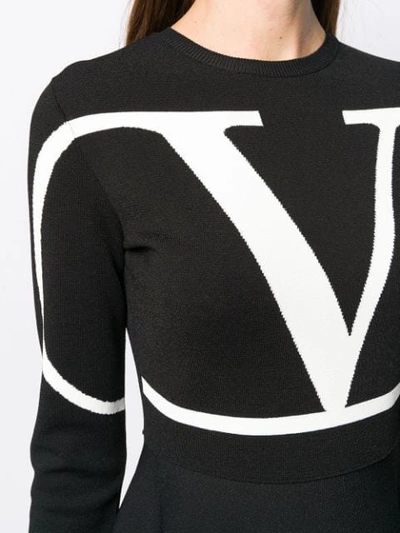 Shop Valentino Vlogo Skater Dress In Black
