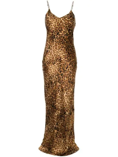 Shop Nili Lotan Leopard Print Slip Dress In Brown