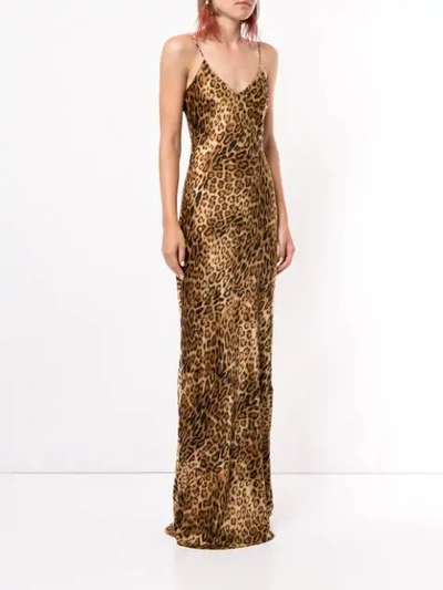 Shop Nili Lotan Leopard Print Slip Dress In Brown