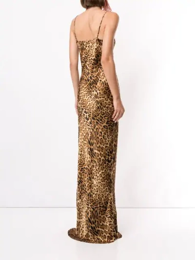 Shop Nili Lotan Leopard Print Slip Dress In Brown