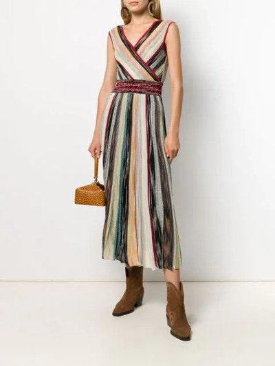 Shop Missoni V-neck Striped Dress In Neutrals