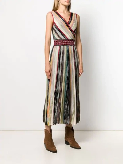 Shop Missoni V-neck Striped Dress In Neutrals