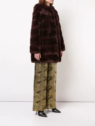 Shop Yves Salomon Oversized Coat - Cassis