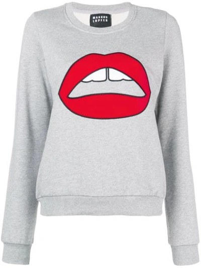 Shop Markus Lupfer Leonie Velvet Lara Lip Sweater - Grey
