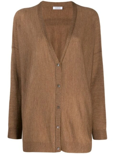 Shop P.a.r.o.s.h Fine Knit Cardigan In Brown