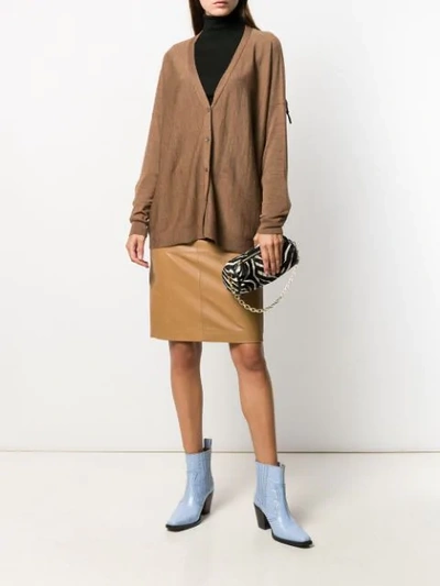 Shop P.a.r.o.s.h Fine Knit Cardigan In Brown