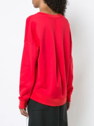 Shop Tibi V-neck Draped Back Sweatshirt - Red