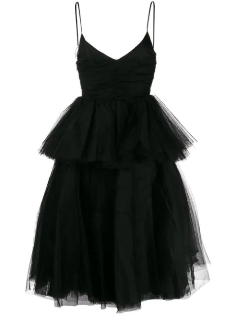 black tulle midi dress