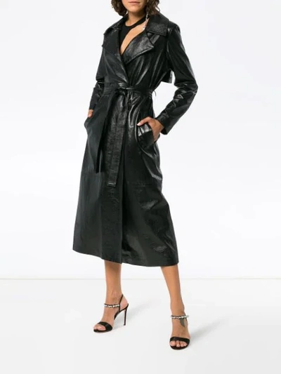 Shop Skiim Karla Leather Trench Coat - Black