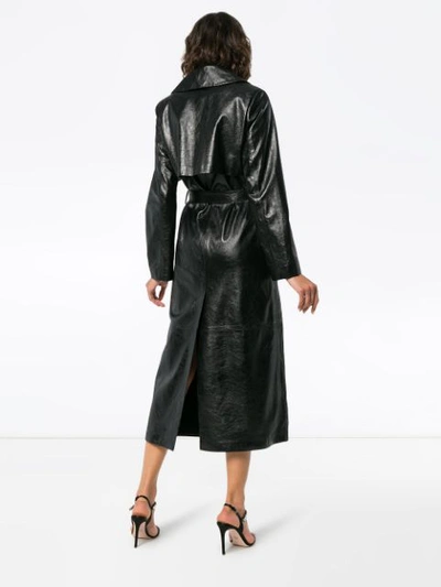 Shop Skiim Karla Leather Trench Coat - Black