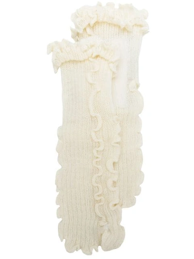 Shop Mm6 Maison Margiela Ruffled Knit Socks - White