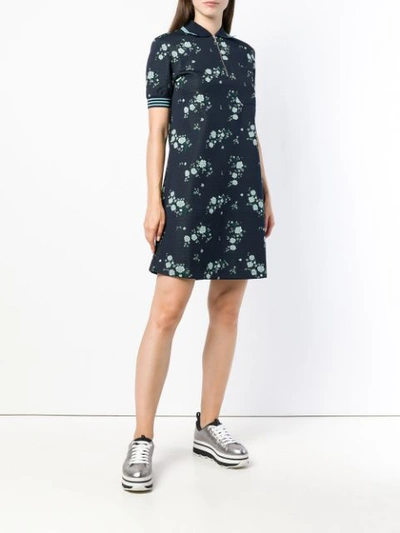 Shop Kenzo Floral Print T-shirt Dress - Blue