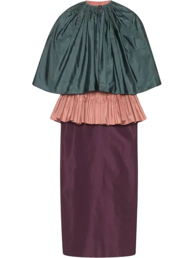 Shop Gucci Taffeta Peplum Dress In Purple