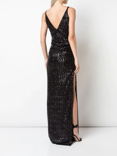 Shop Balmain Sequinned Long Dress In Black