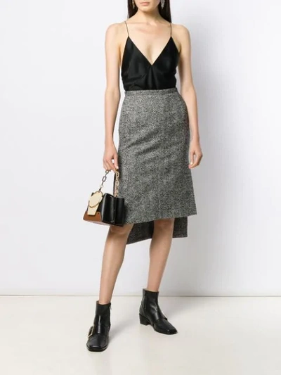 Shop N°21 Herringbone Tweed Step-hem Skirt In Grey