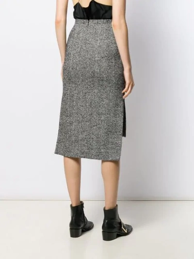 Shop N°21 Herringbone Tweed Step-hem Skirt In Grey