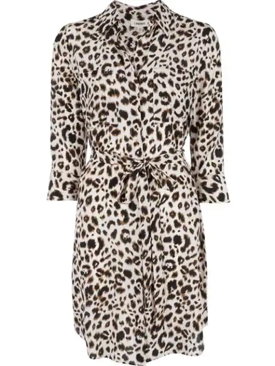 Shop L Agence Leopard Print Shirt Dress In Neutrals