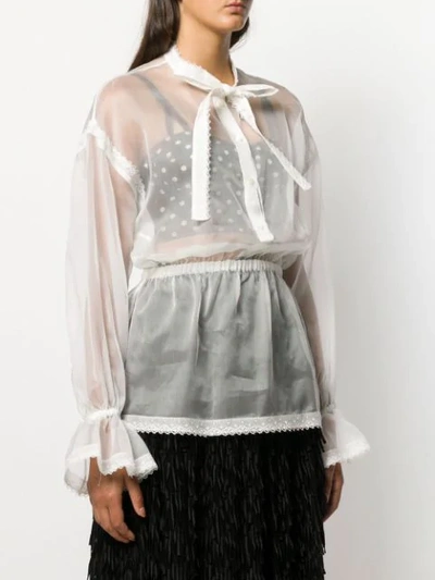 Shop Dolce & Gabbana Sheer Bow Front Blouse In White