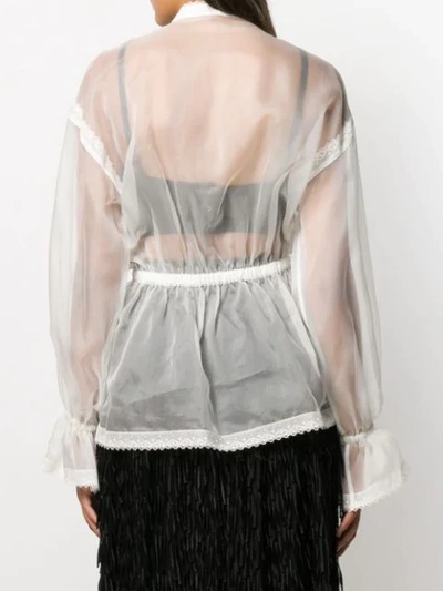 Shop Dolce & Gabbana Sheer Bow Front Blouse In White