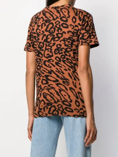 Shop Calvin Klein Leopard Piqué T-shirt In Brown