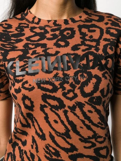 Shop Calvin Klein Leopard Piqué T-shirt In Brown