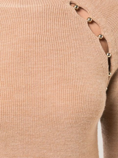 Shop Alice And Olivia Slit Detail Sweater In Brown
