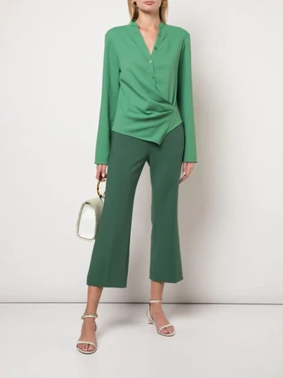 Shop Tibi Chalky Drape Draped Blouse In Green