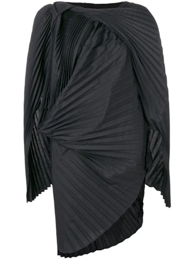 Shop Junya Watanabe Asymmetric Pleated Blouse - Black