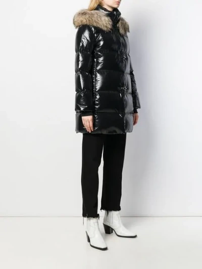 Shop Fay Shiny Puffer Coat In Black