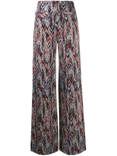 Shop Missoni Zigzag Pattern Knitted Leggings In Grey